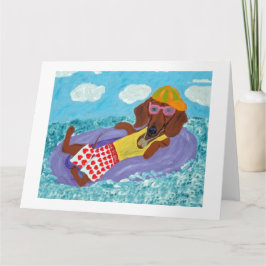Carte Dachshund Fainéant de la Plage