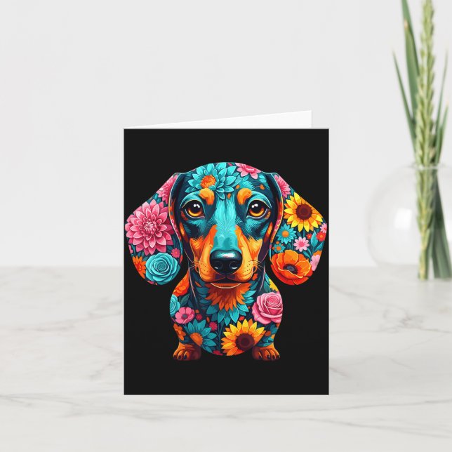 Carte Dachshund Flower Funny Dog  (Devant)