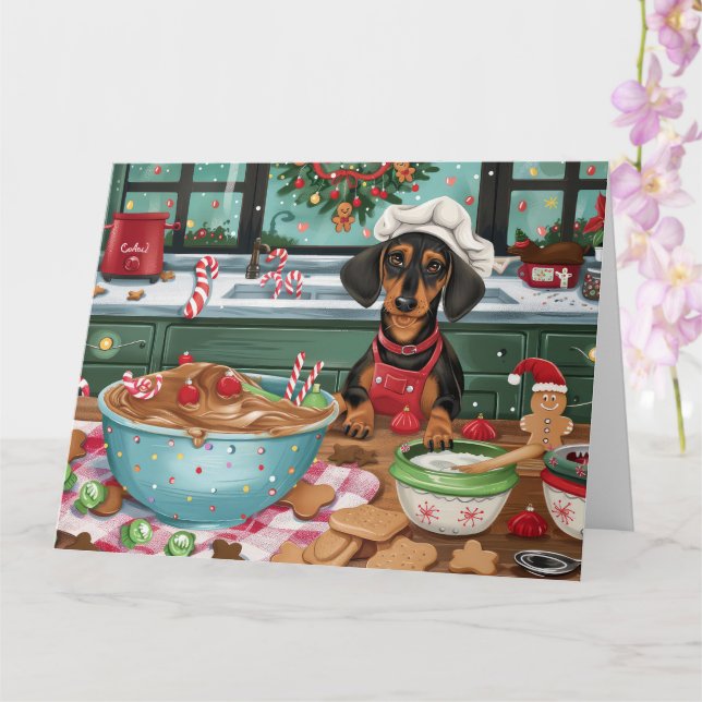 Carte Dachshund Gîtes : Noël festif (Orchidée)