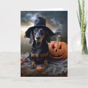 Carte Dachshund Halloween effroi