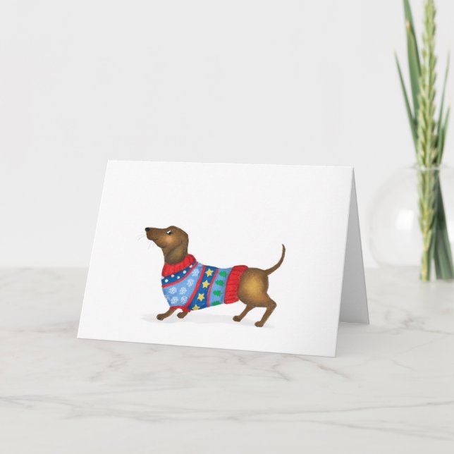 Carte dachshund Noël (Devant)