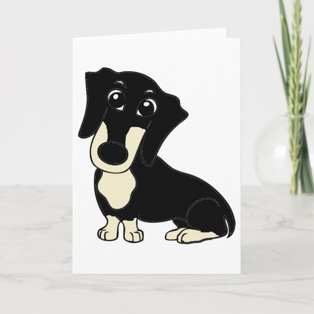 Carte dachshund noir et crème dessin animé (Devant)
