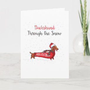 Carte Dachshund Punny Holidays - Joyeux Noël