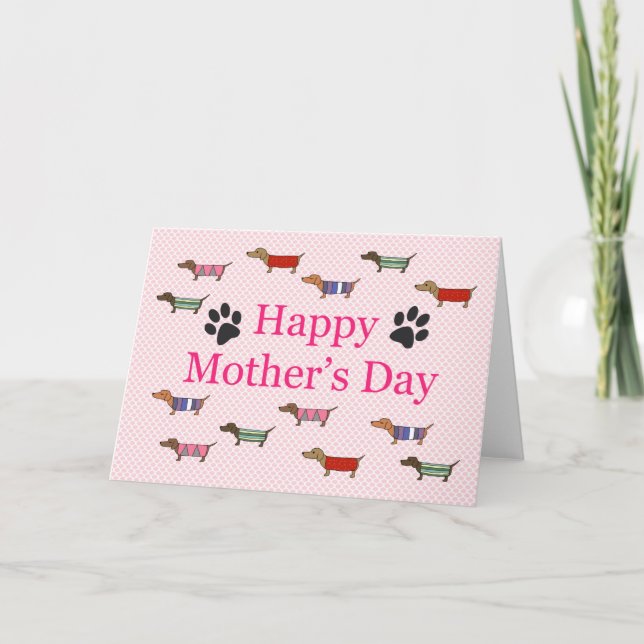 Carte Dachshund Saucisse chien Wiener chien mignon Mères (Devant)