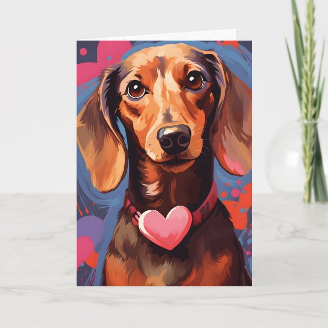 Carte Dachshund Valentines jour (Devant)