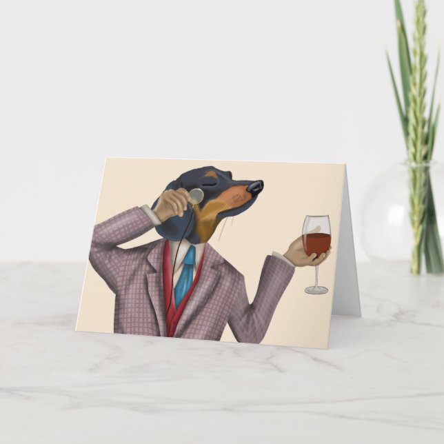 Carte Dachshund Wine Snob (Devant)