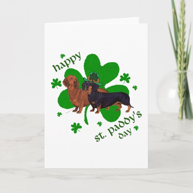 Carte Dachshunds St Patrick's Day (Devant)