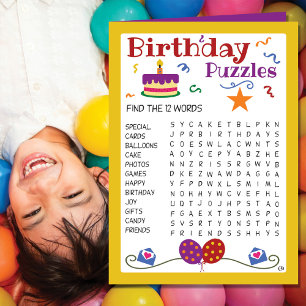 Carte d'activité Birthday Kids Puzzles