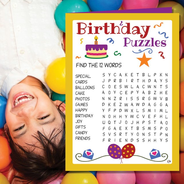 Carte d'activité Birthday Kids Puzzles (Créateur téléchargé)