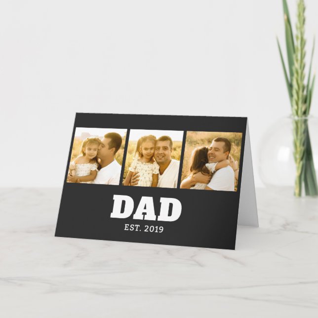 Carte Dad Established Bold Text Black 3 Photo (Devant)