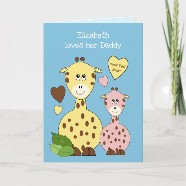 Carte Daddy girafes de voeux d'anniversaire de petite fi (Devant)