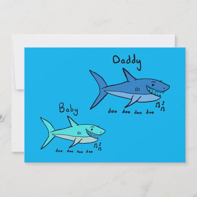 Carte Daddy Shark et Baby Shark Blue Fête des Pères (Devant)