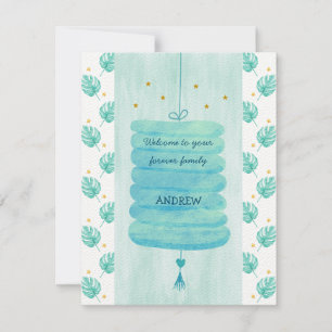 Carte d'adoption bleu - Un Lampion de famille pour