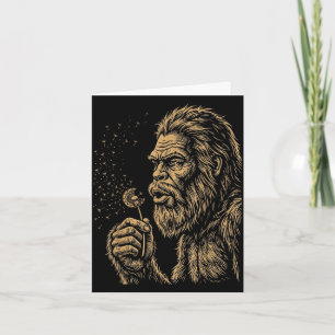 Carte Dadsquatch bigfoot soufflant dandelion vintage