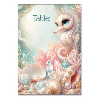 Carte d'affectation de table Hippocampe rose sous