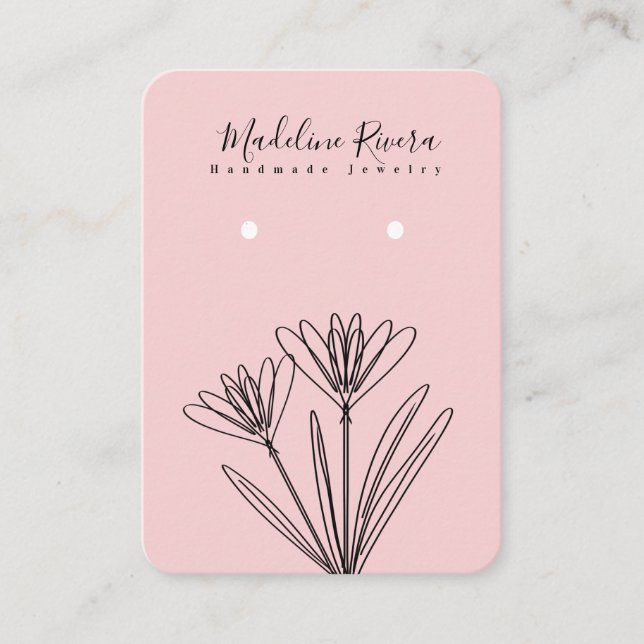 Carte d'affichage à oreille Fleur Rose Floral (Devant)