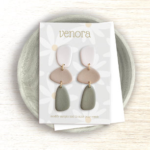 Carte d'affichage à oreille florale mignonne gris 