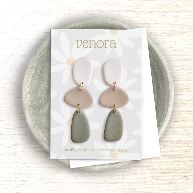 Carte d'affichage à oreille florale mignonne gris  (Créateur téléchargé)