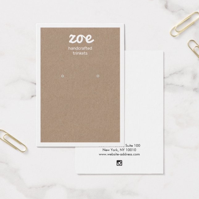 Carte d'affichage à oreille Kraft en blanc (Bureau)
