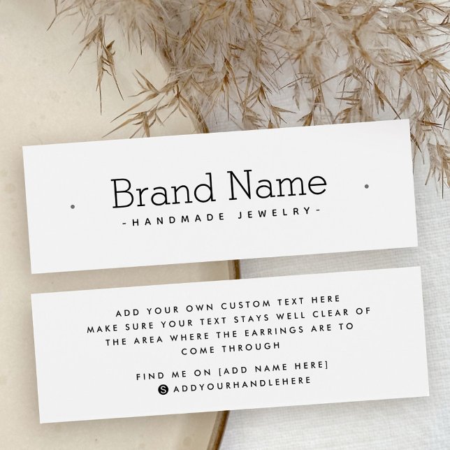 Carte d'affichage à oreille minimale serif moderne (Modern serif minimal stud earring display card)