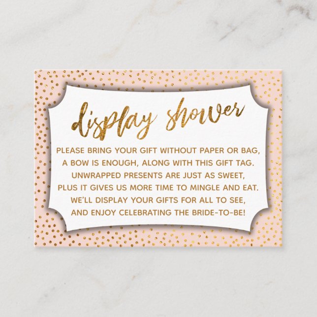 Carte d'affichage Blush & Gold Confetti (Devant)