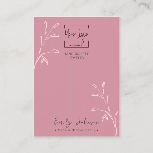 Carte d'affichage Chic Dusky Pink Leaf Jewelry (Devant)
