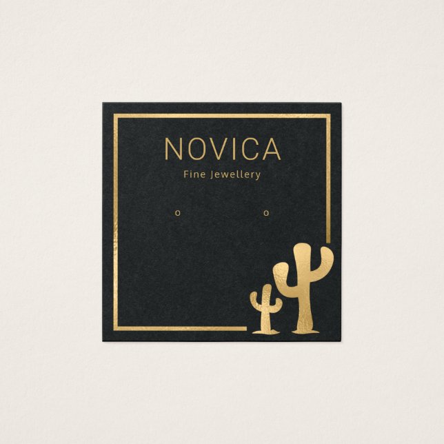 Carte d'affichage Chic Gold Cactus (Devant)