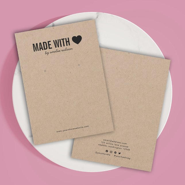 Carte d'affichage Coeur fait avec amour Kraft (Créateur téléchargé)