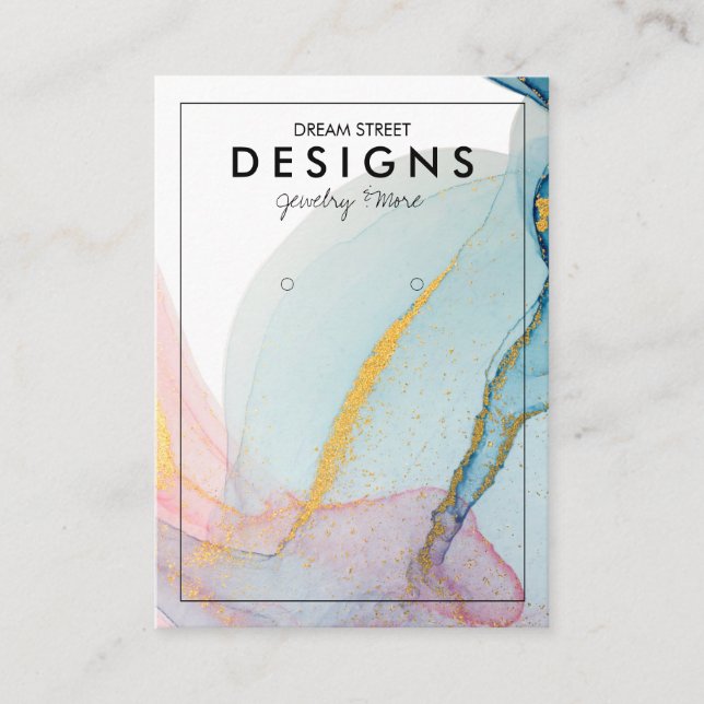 Carte d'affichage couleur or rose tendance (Devant)