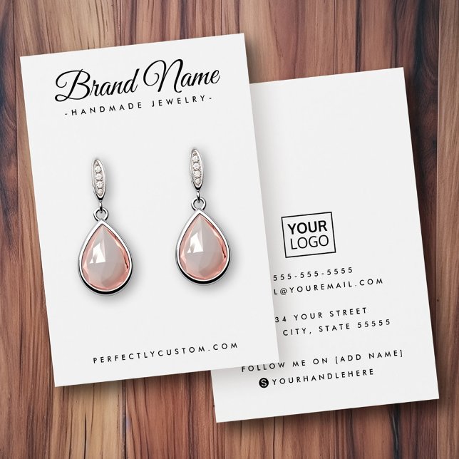 Carte d'affichage couleur personnalisée de script  (Modern script custom color earring display card)