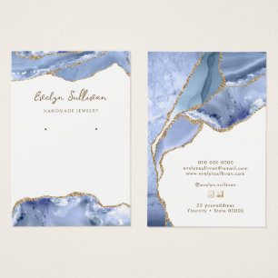 Carte d'affichage de bijoux en agate bleu fleur