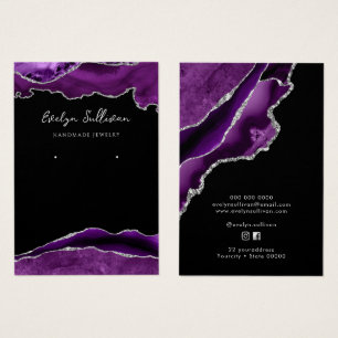 Carte d'affichage de bijoux en agate violet et arg
