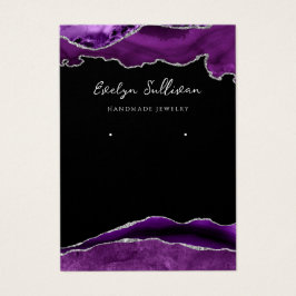 Carte d'affichage de bijoux en agate violet et arg