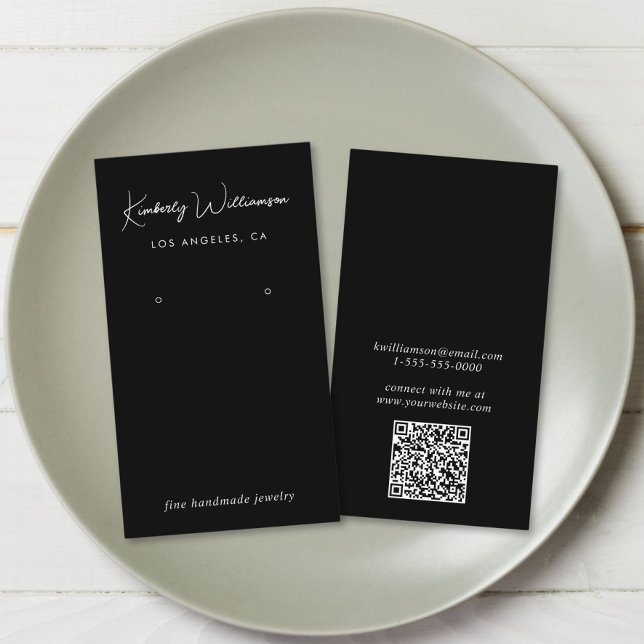 Carte d'affichage de code QR chic Script noir (Empower your name in our signature script as your logo and brand identity)