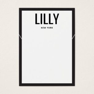 Carte d'affichage de collier blanc noir moderne