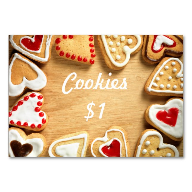 Carte d'affichage de la table de vente de gâteaux  (Devant)