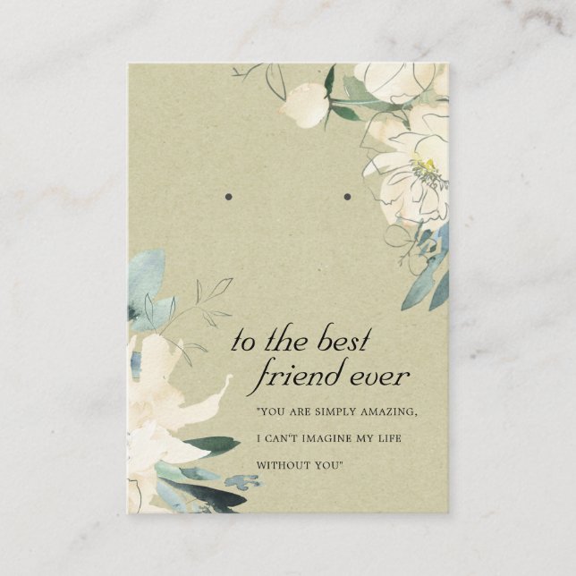 CARTE D'AFFICHAGE DE L'AMI FLORAL BLANC KRAFT (Devant)