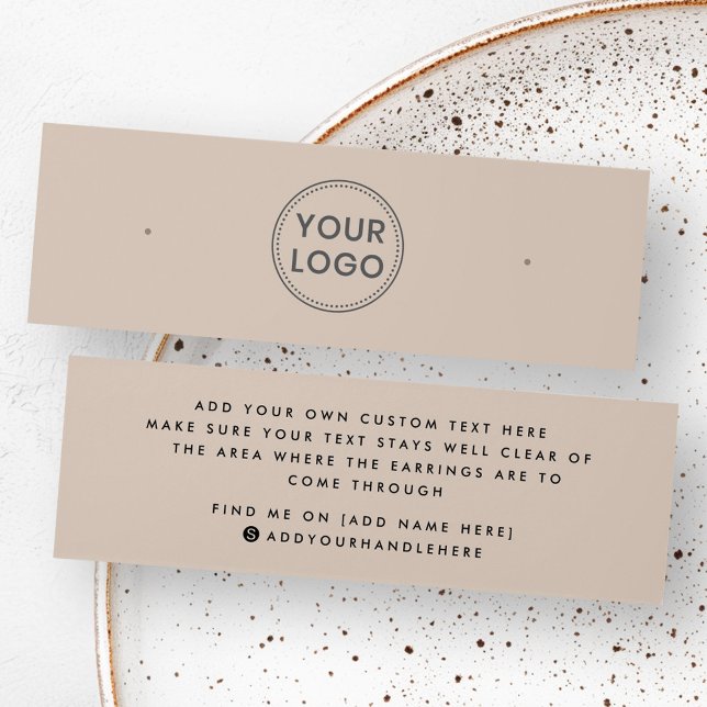 Carte d'affichage de l'oreille de l'étui de logo p (Light brown custom logo stud earring display card)