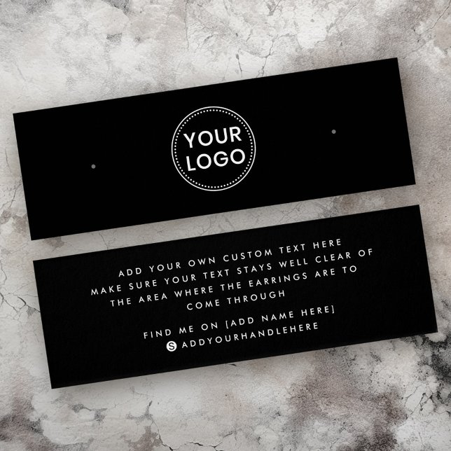 Carte d'affichage de l'oreille de l'étui en noir o (Plain black custom logo stud earring display card)