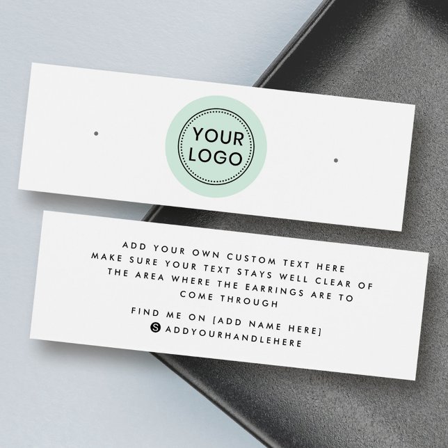 Carte d'affichage de l'oreille du logo du cercle v (Mint green circle logo stud earring display card)