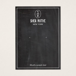 Carte d'affichage de l'oreille du monogramme rusti