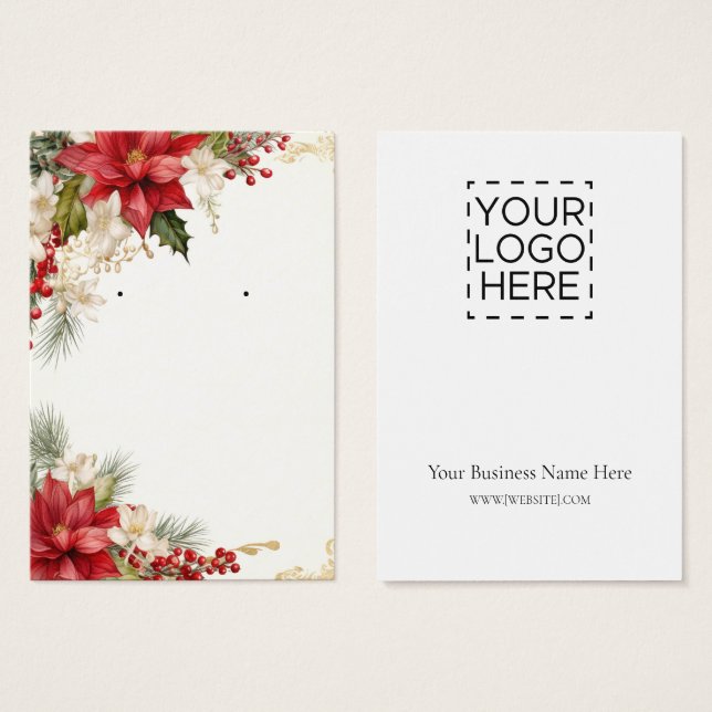Carte d'affichage de Noël Poinsettias (Devant & derrière)