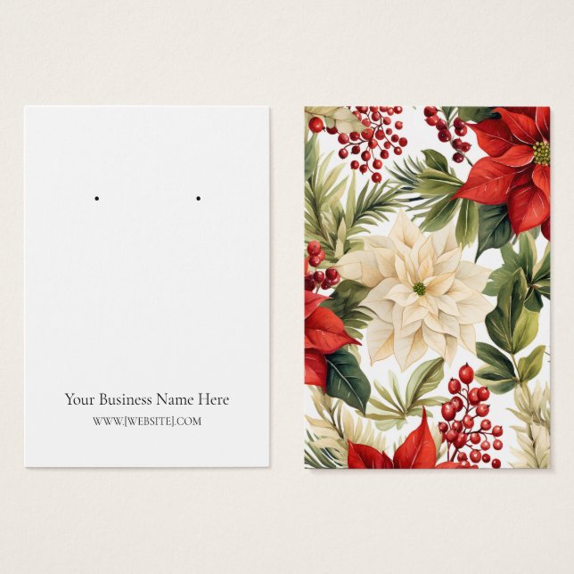 Carte d'affichage de Noël Poinsettias (Devant & derrière)