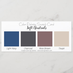 Carte d'affichage de palette de couleurs molles et