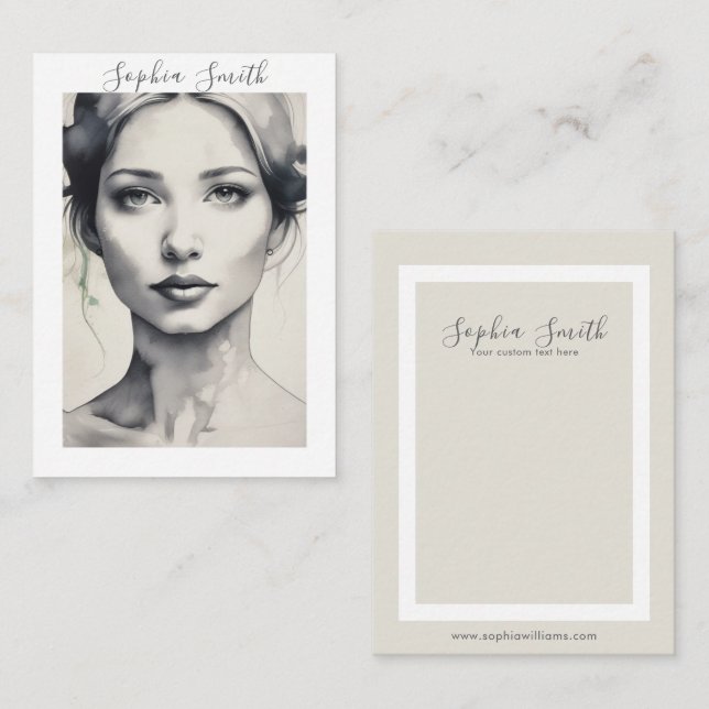 Carte d'affichage de Portrait d'illustration fémin (Devant / Derrière)