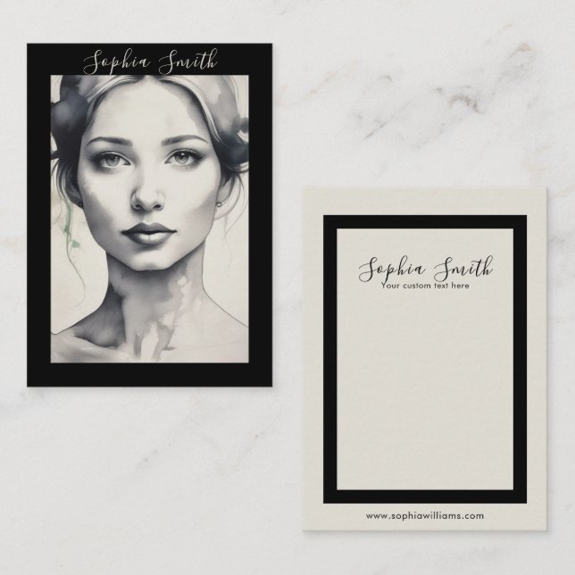 Carte d'affichage de Portrait d'illustration fémin (Devant / Derrière)