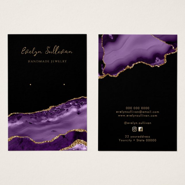 Carte d'affichage des agrafes en or violet (Devant & derrière)