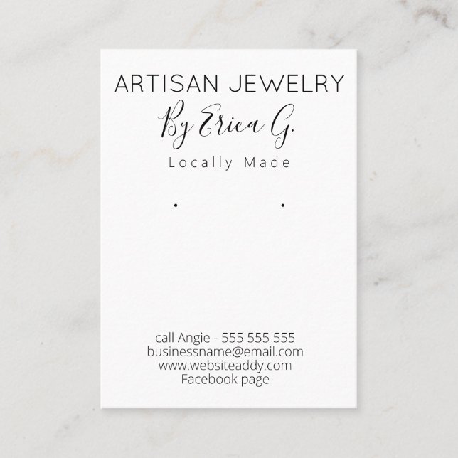 Carte d'affichage des bijoux Black and White Earri (Devant)