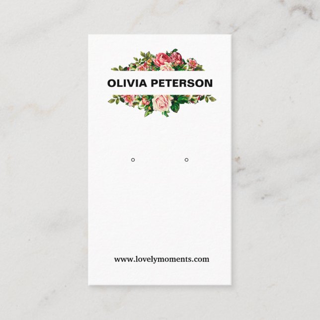 Carte d'affichage des bijoux Fleurs romantiques (Devant)