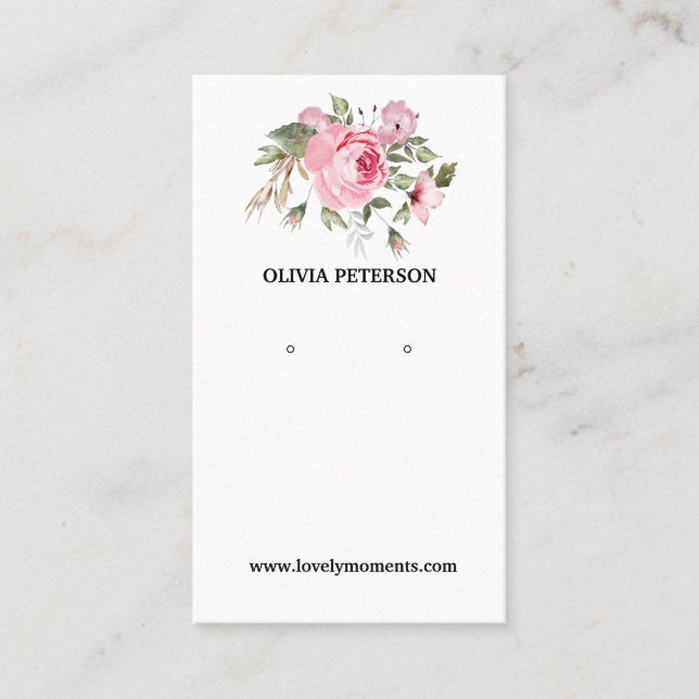 Carte d'affichage des bijoux Fleurs romantiques (Devant)